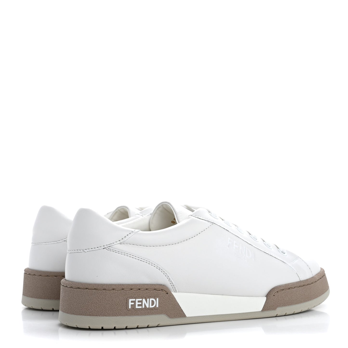 Calfskin Womens Fendi Match Low Top Sneakers 38 White Beige