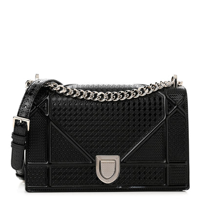 Christian Dior Metallic Patent Micro-Cannage Medium Diorama Flap Bag Graphite 1 of 10