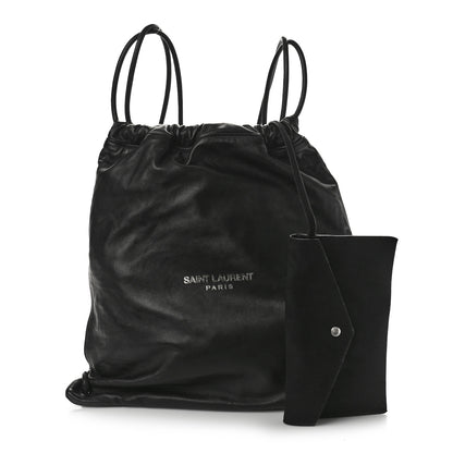 Saint Laurent Lambskin Teddy Drawstring Bag Black 3 of 10