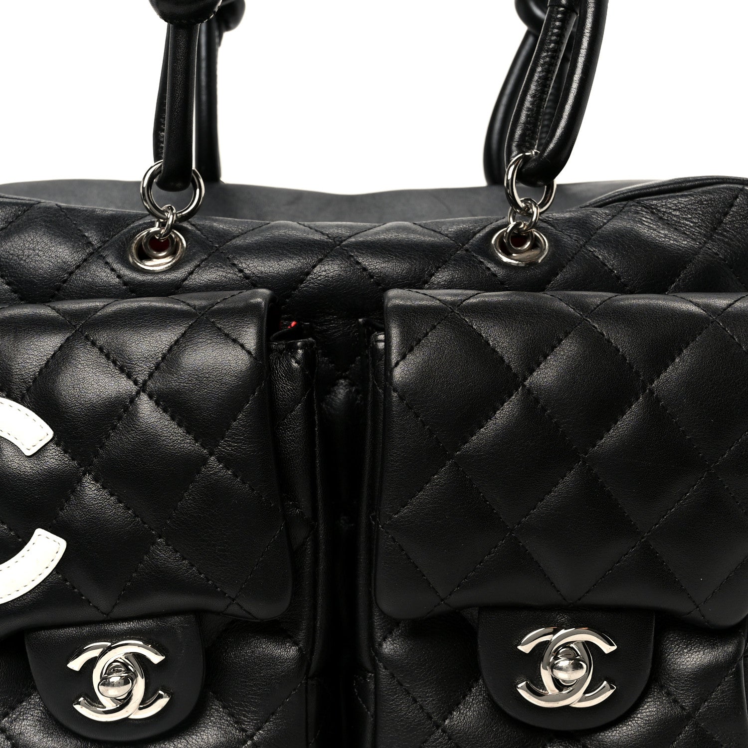 Chanel Calfskin Quilted Small Cambon Multipocket Reporter Black White 8 of 10