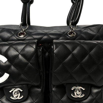 Chanel Calfskin Quilted Small Cambon Multipocket Reporter Black White 8 of 10