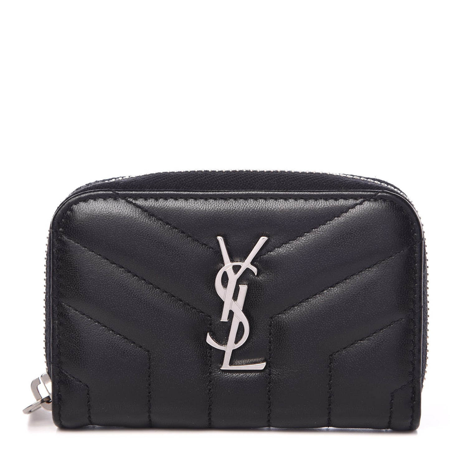 Lambskin Y Quilted Monogram LouLou Zip Coin Purse Black