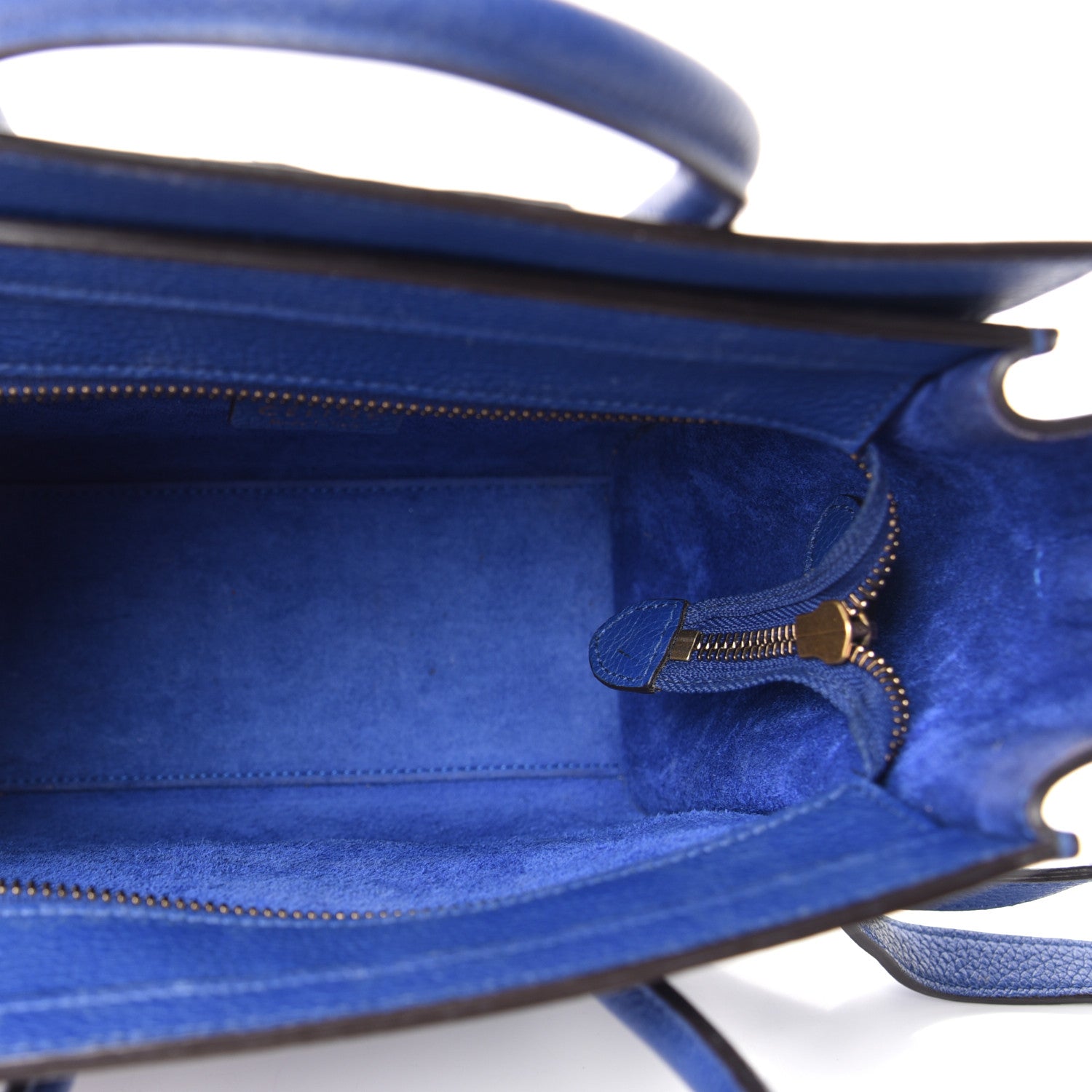Celine Drummed Calfskin Nano Luggage Indigo 5 of 9