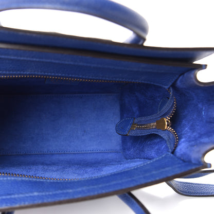 Celine Drummed Calfskin Nano Luggage Indigo 5 of 9