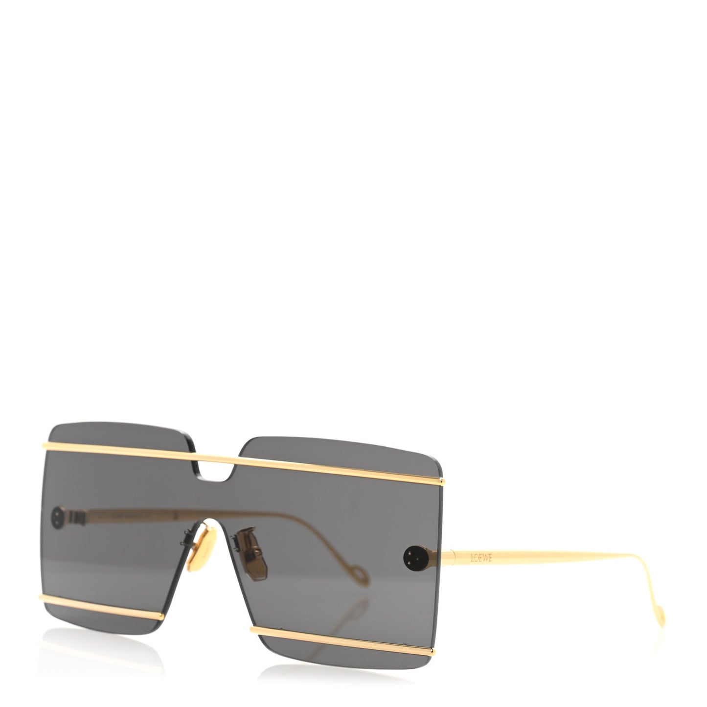 Metal Rimless Bar Shield Sunglasses LW40073U Gold Black