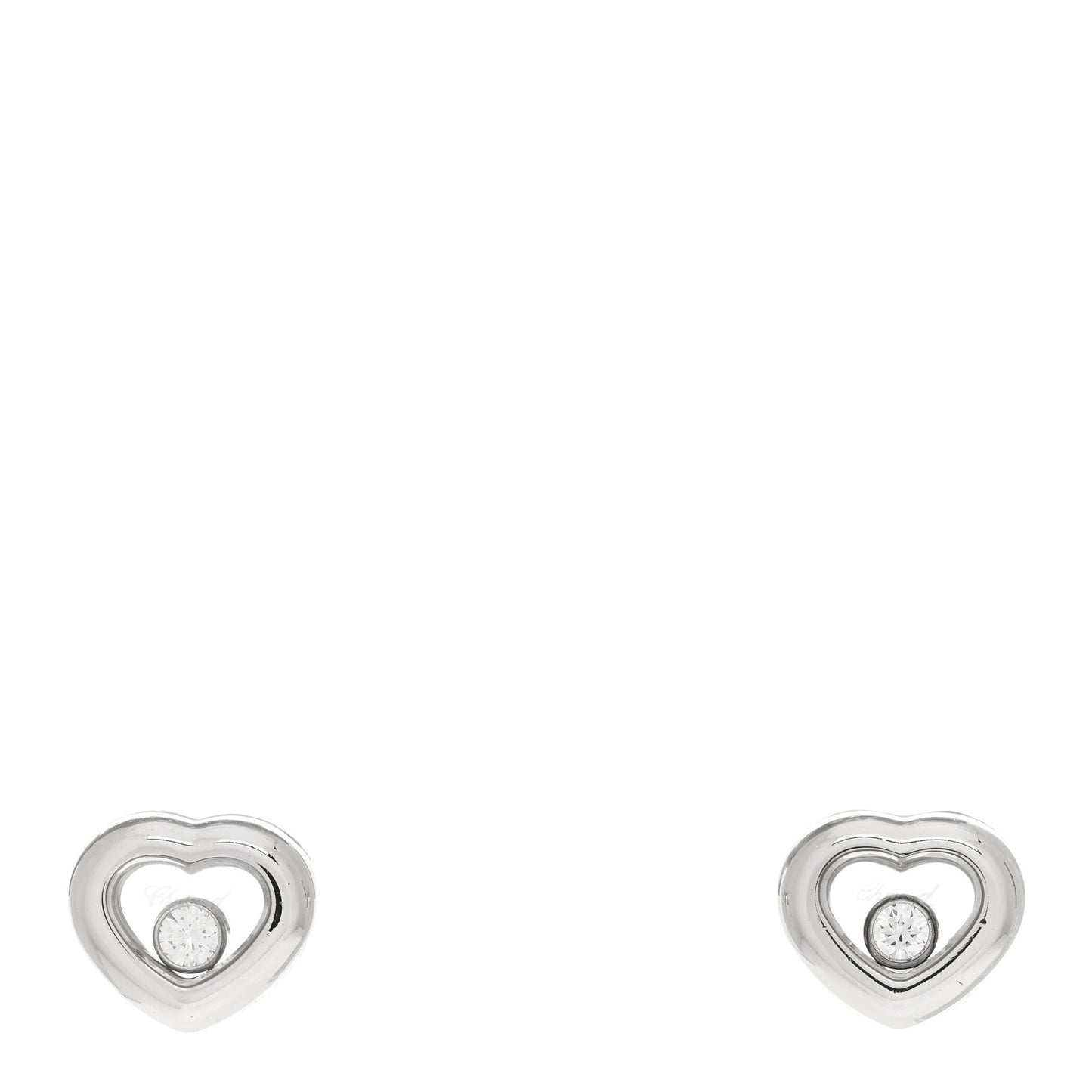 18K White Gold Happy Diamonds Icons Heart Earrings
