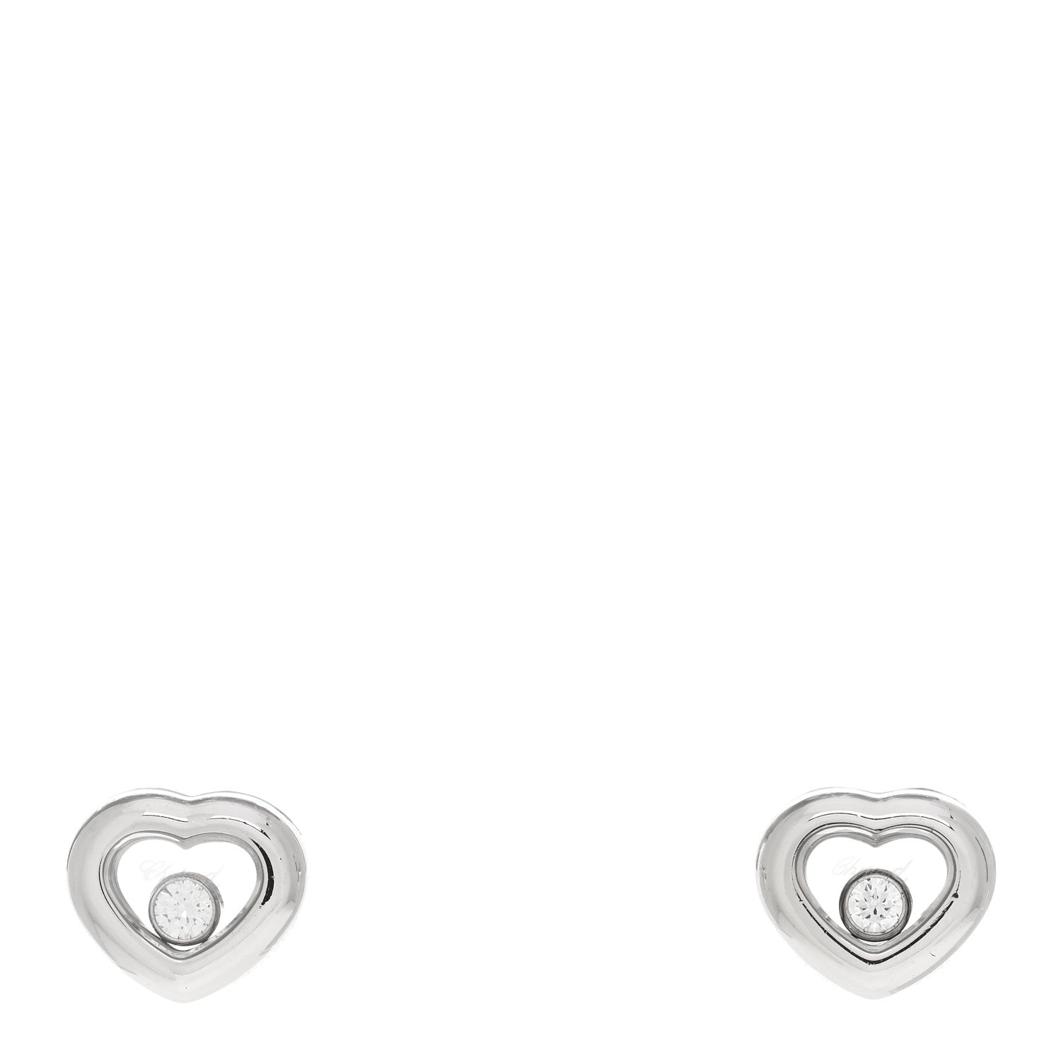 Chopard 18K White Gold Happy Diamonds Icons Heart Earrings 1 of 4
