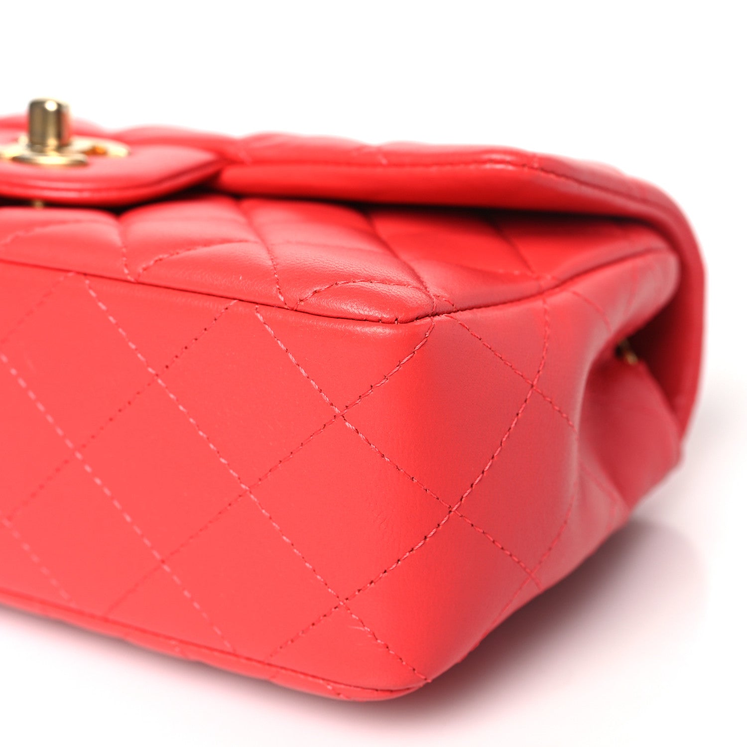 Chanel Lambskin Quilted Mini Rectangular Flap Red 10 of 11