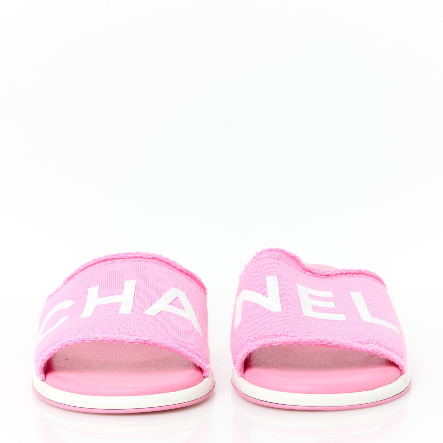 Chanel Cotton Logo Mule Sandals 36.5 Pink White 2 of 8