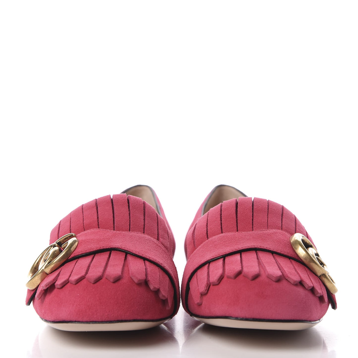 Kid Scamosciato GG Marmont Fringe Flats 36 Hot Pink