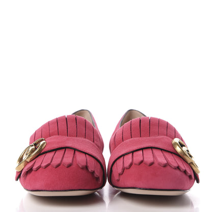 Gucci Kid Scamosciato GG Marmont Fringe Flats 36 Hot Pink 2 of 10