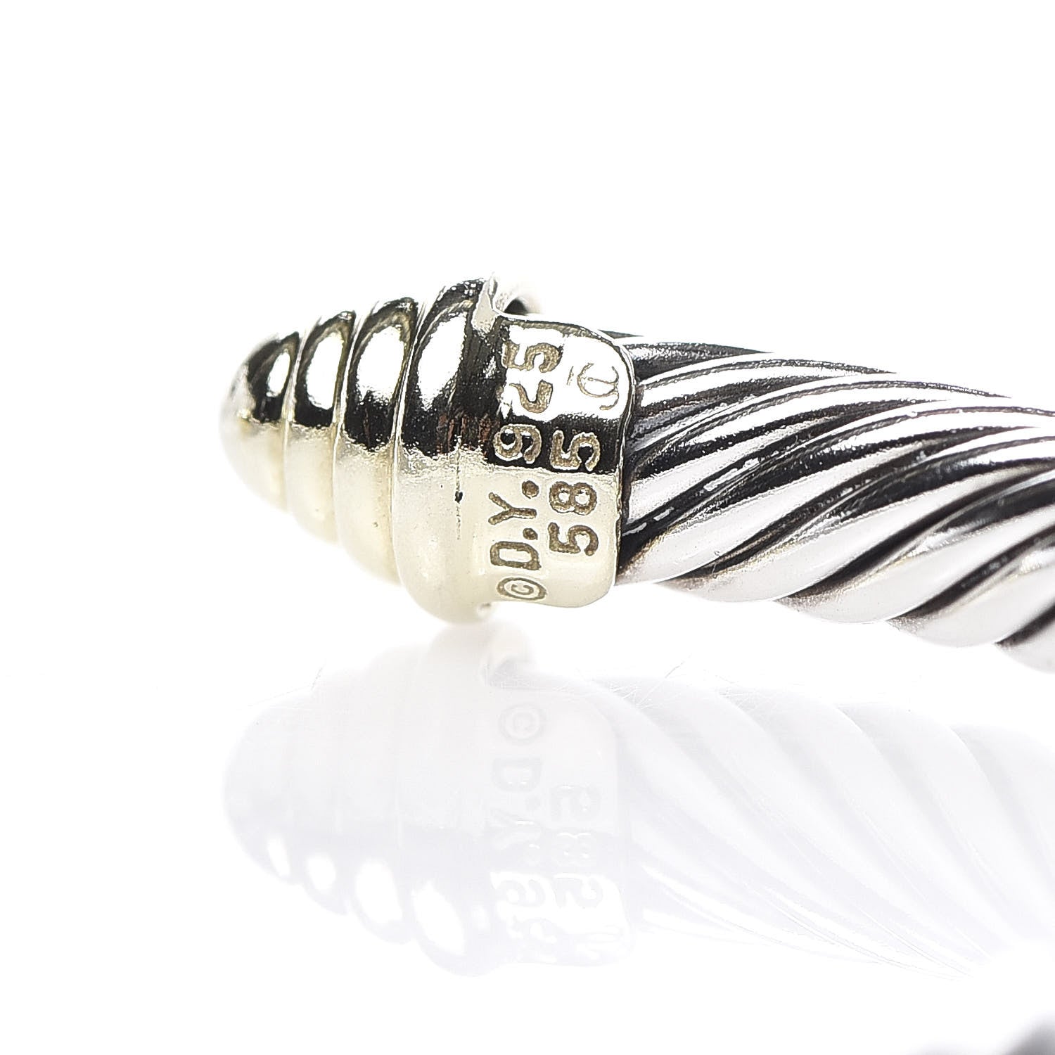 David Yurman Sterling Silver 14K Yellow Gold 5mm Cable Classics Bracelet 4 of 5