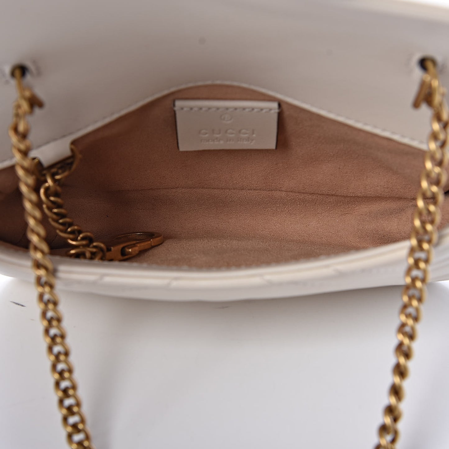 Calfskin Matelasse Super Mini GG Marmont Shoulder Bag White