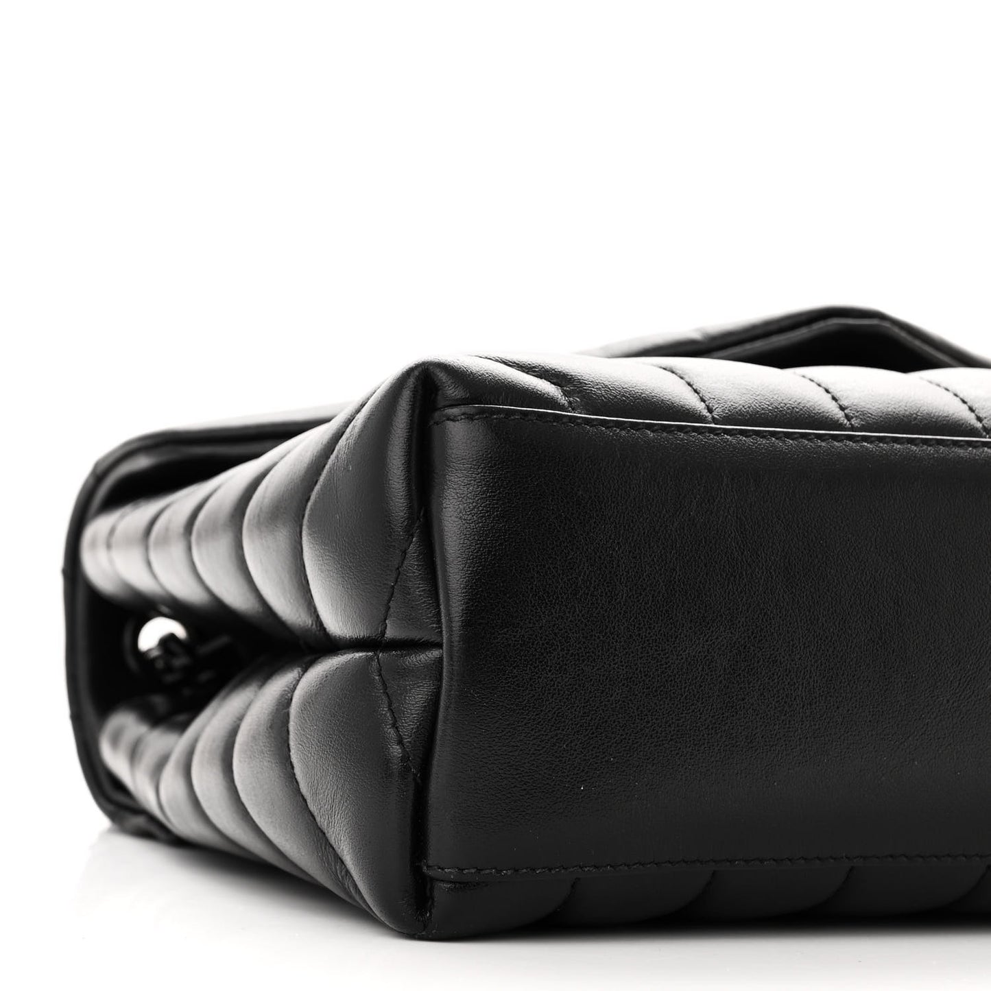 SAINT LAURENT Calfskin Y Quilted Monogram Monochrome Small Loulou Chain Satchel Black