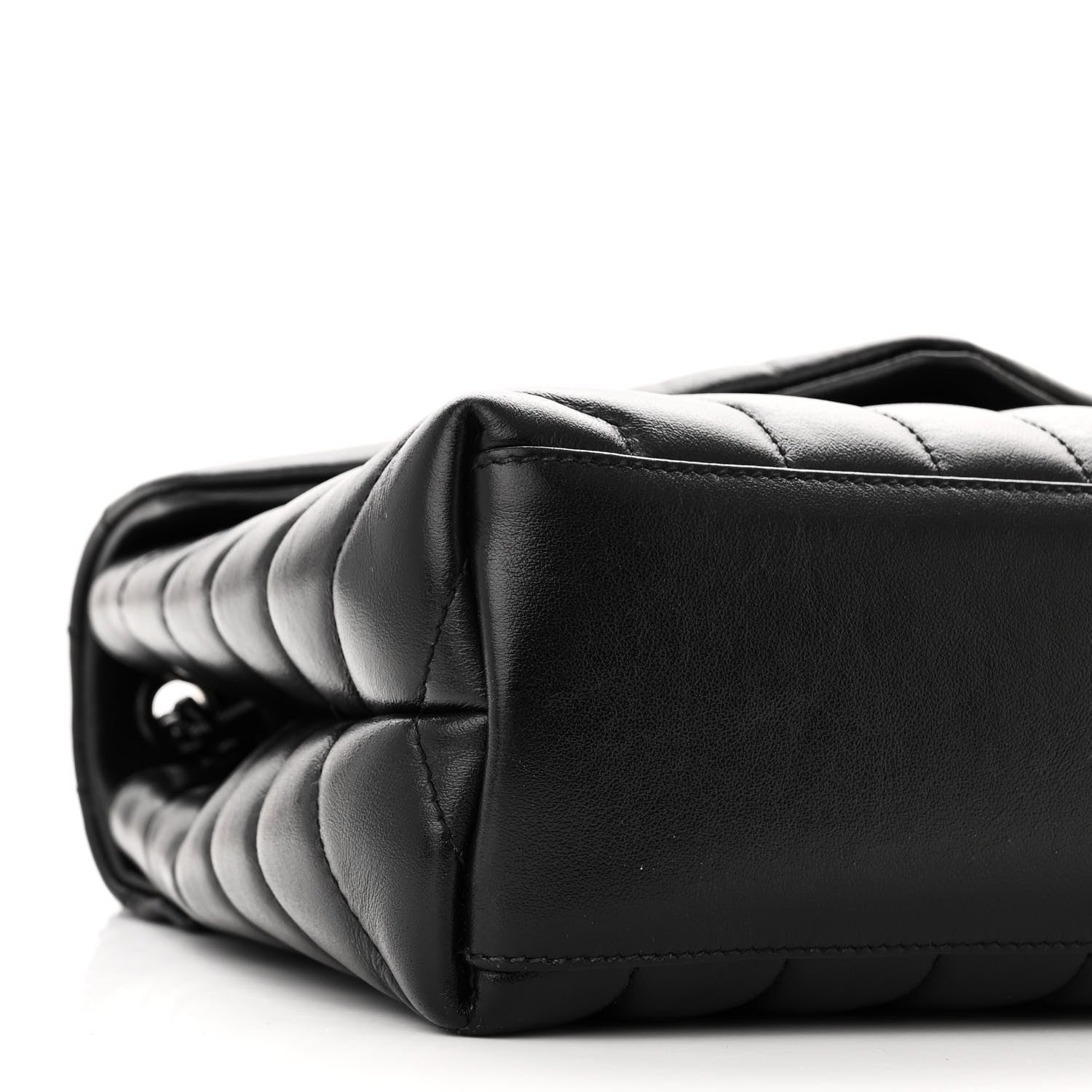 Saint Laurent SAINT LAURENT Calfskin Y Quilted Monogram Monochrome Small Loulou Chain Satchel Black 9 of 10