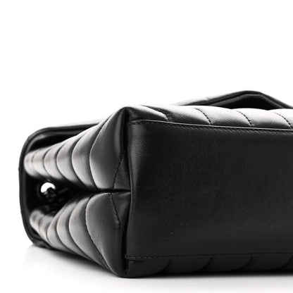 Saint Laurent SAINT LAURENT Calfskin Y Quilted Monogram Monochrome Small Loulou Chain Satchel Black 9 of 10