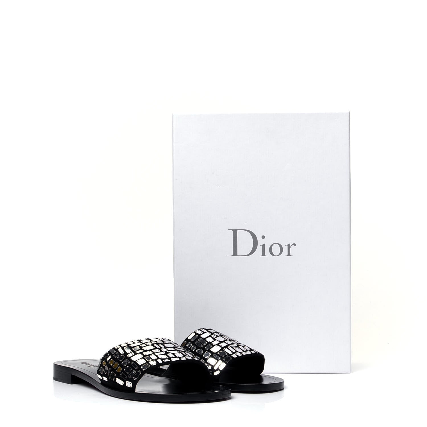 Christian Dior Embroidered Mirror Club Sandal 38 Black Silver 11 of 11