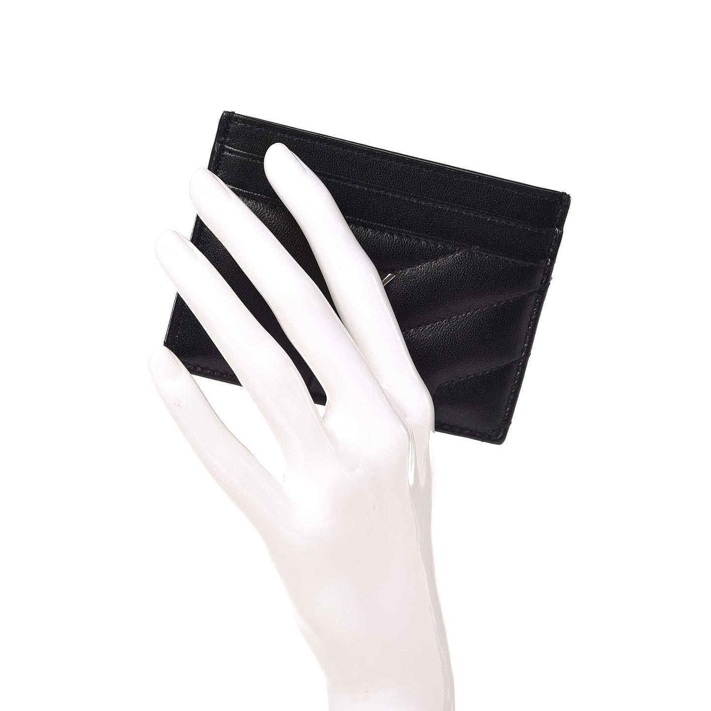 Calfskin Y Quilted Monogram LouLou Credit Card Case Black