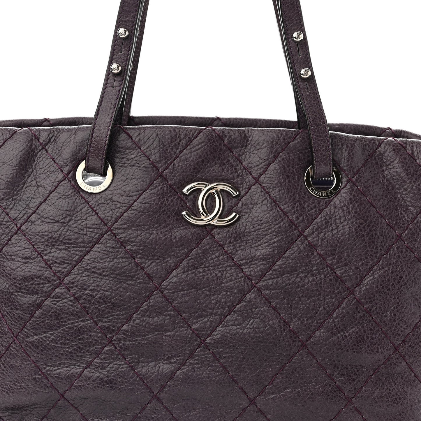 Glazed Calfskin Large On The Road Tote Purple