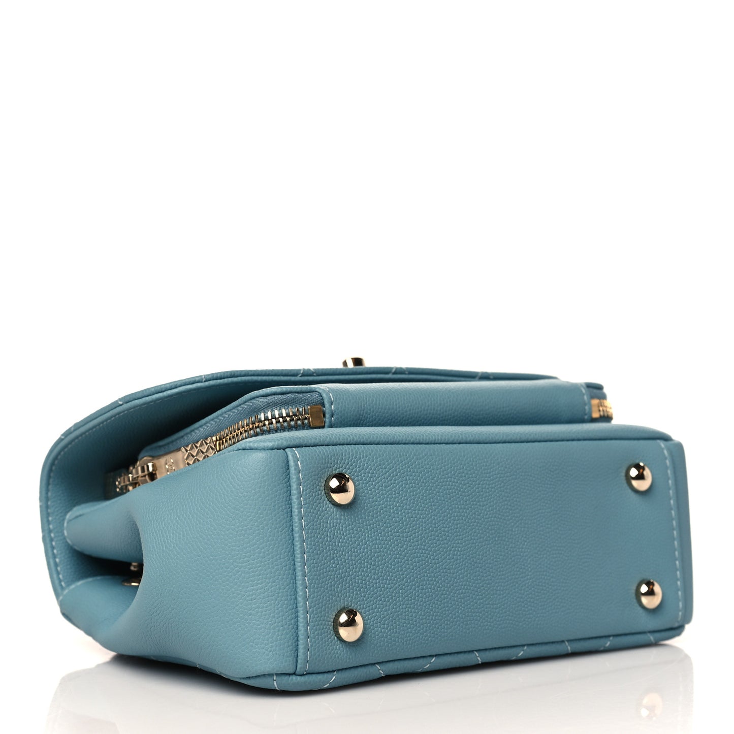 Caviar Quilted Small Business Affinity Flap Light Blue