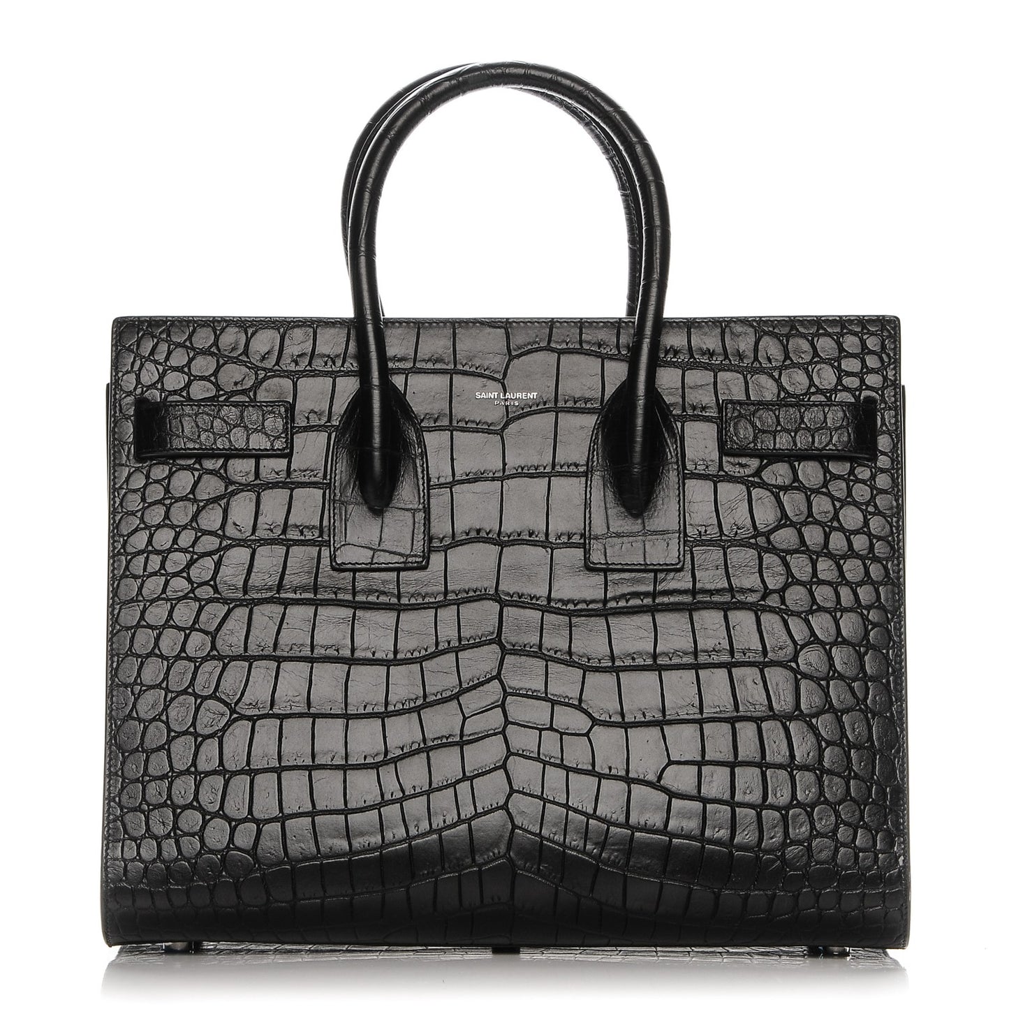 Calfskin Crocodile Embossed Small Sac de Jour Black