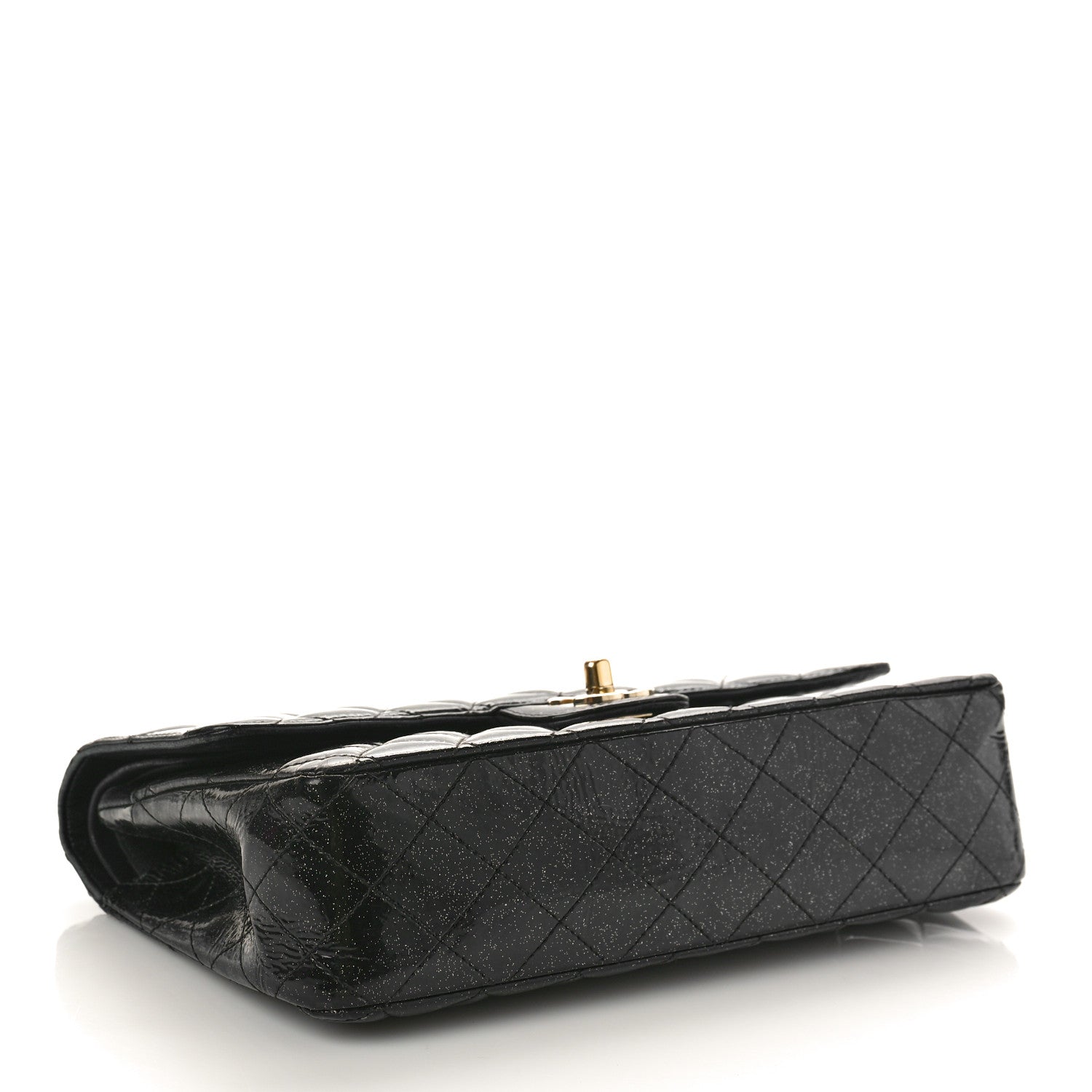 Chanel Patent Quilted Sparkle Glitter Medium Double Flap Black 4 of 14