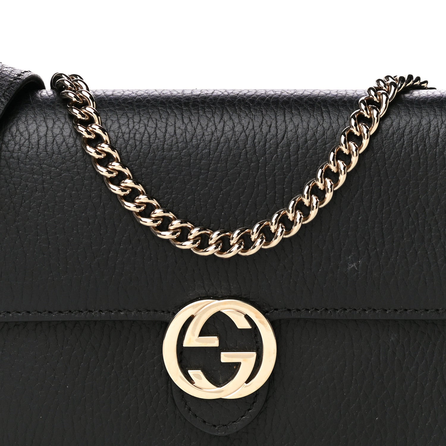 Gucci Dollar Calfskin Interlocking G Chain Wallet Black 7 of 19