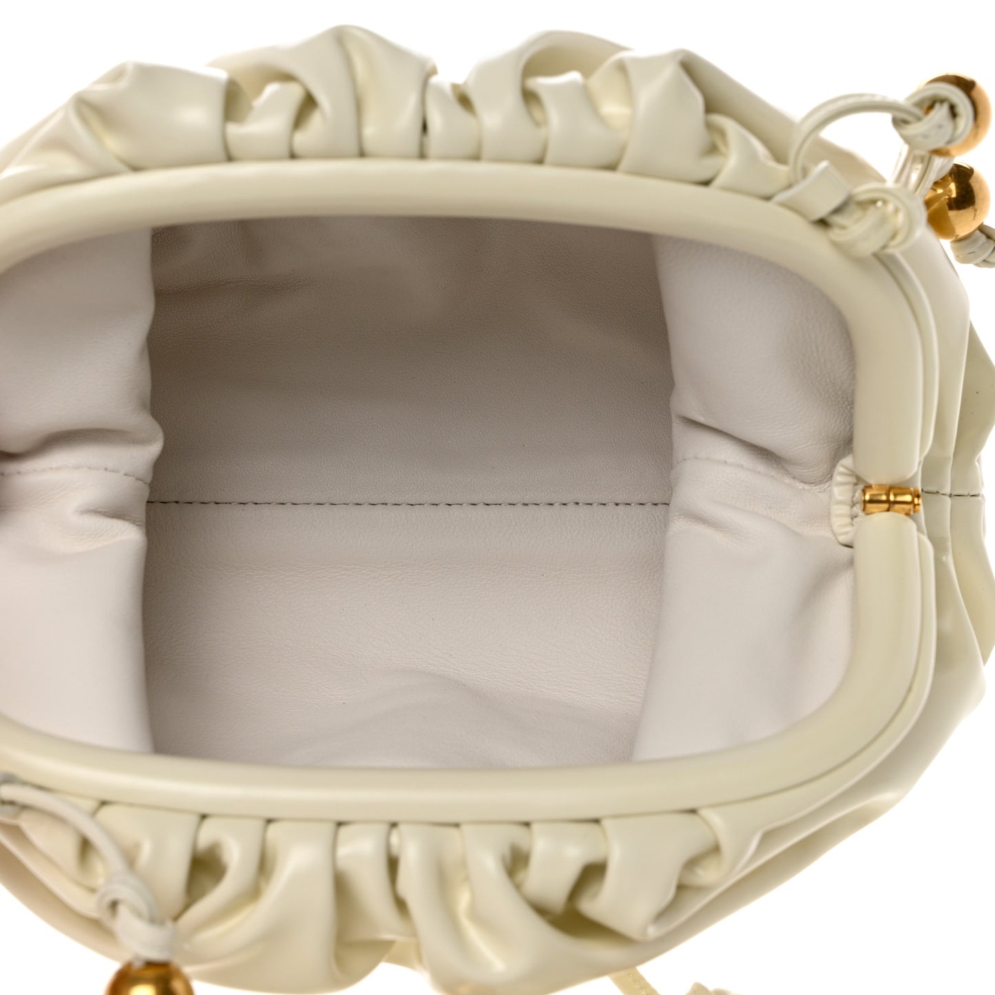 BOTTEGA VENETA Spazzolato Calfskin The Mini Sphere Pouch White