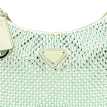 Prada Satin Crystal Mini Re-Edition 2000 Bag Acqua 8 of 11