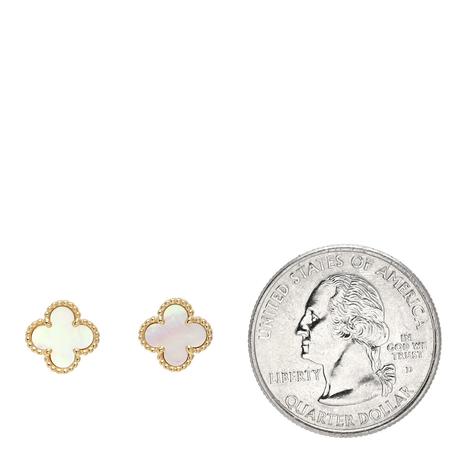 Van Cleef & Arpels 18K Yellow Gold Mother of Pearl Sweet Alhambra Earrings 2 of 5