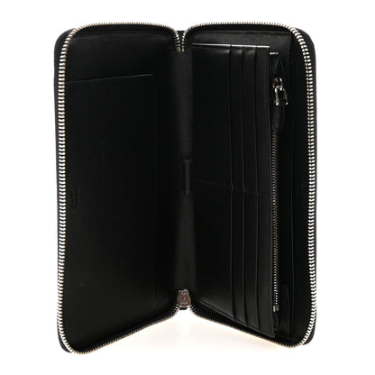 Prada Saffiano Metal Large Zip Around Travel Wallet Black 5 of 8