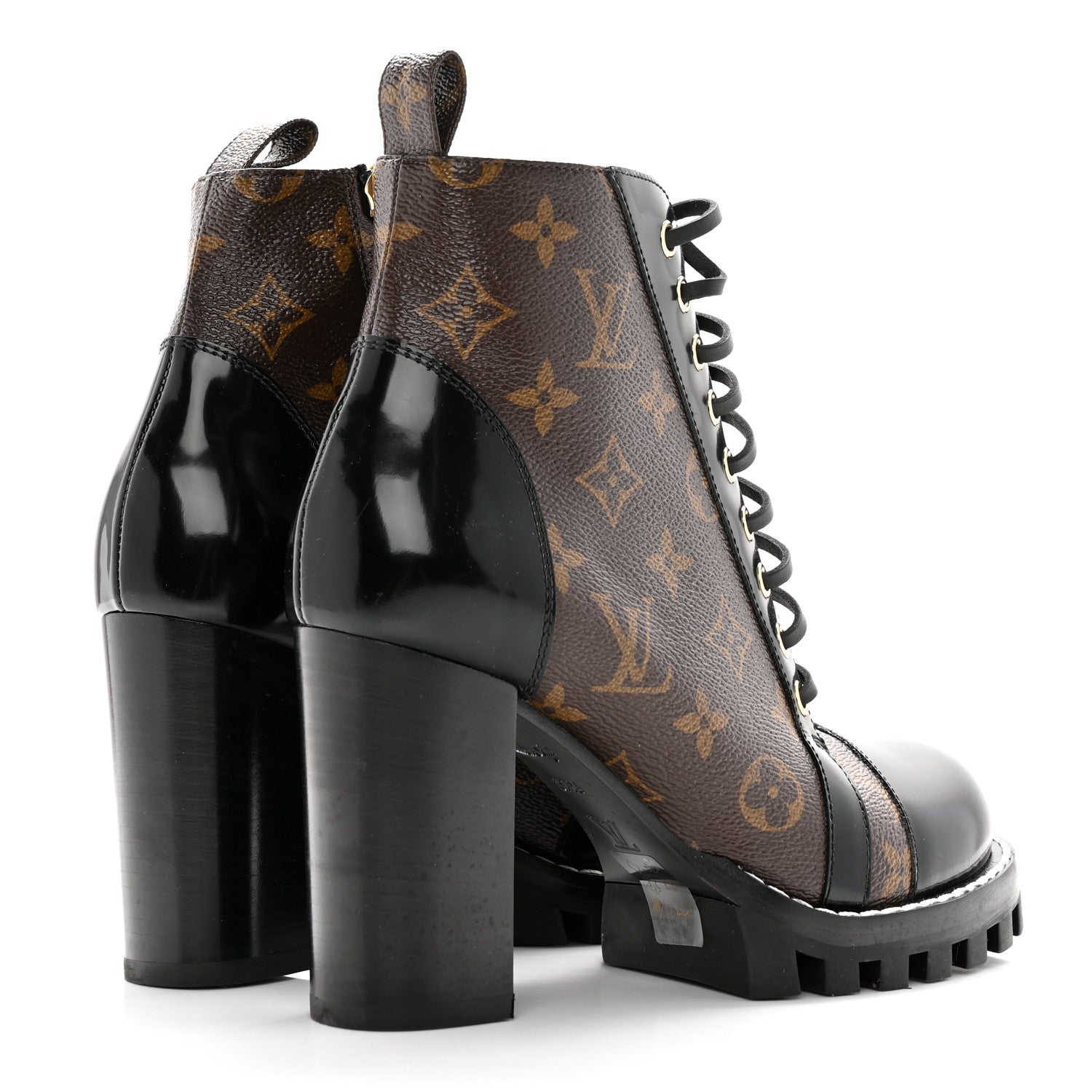 Louis Vuitton Patent Calfskin Monogram Star Trail Ankle Boots 37.5 Black 4 of 12