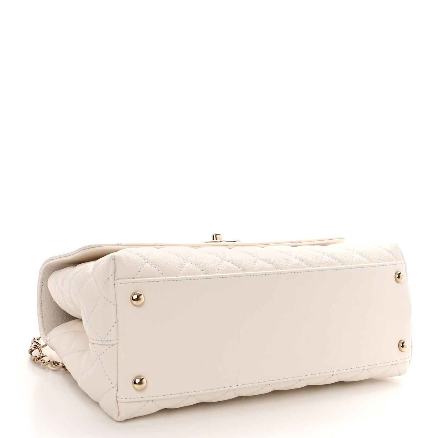 Caviar Quilted Small Coco Handle Flap White