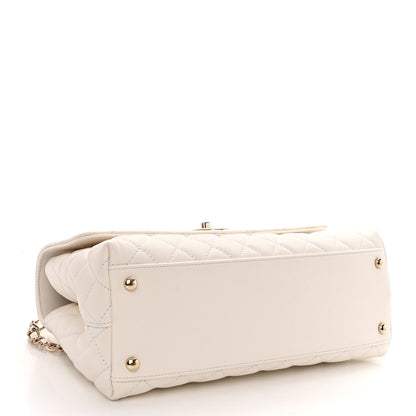 Chanel Caviar Quilted Small Coco Handle Flap White 4 of 10