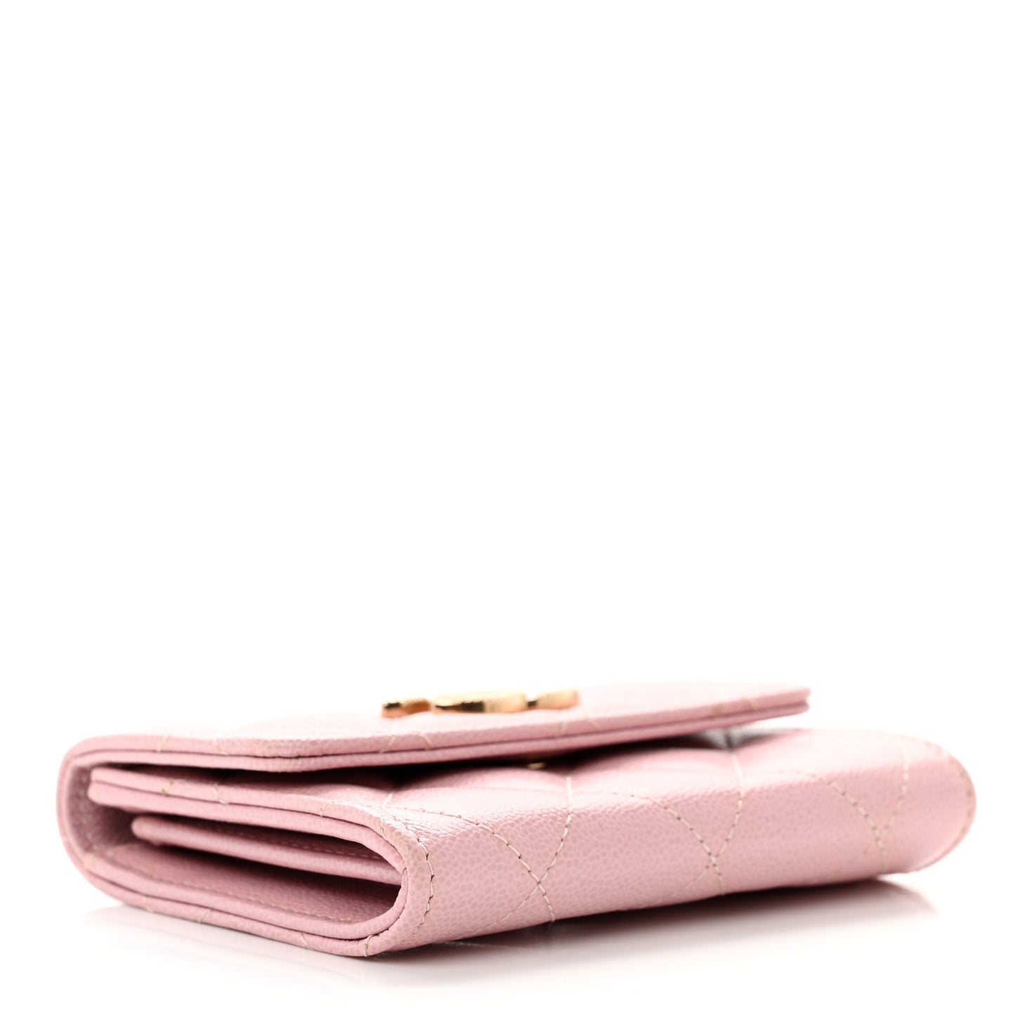 Caviar Quilted Studded CC Flap Card Holder Light Pink