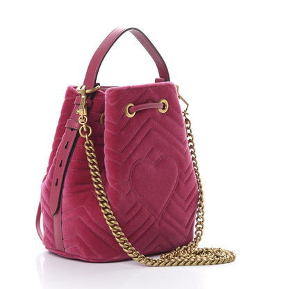 Gucci Velvet Matelasse GG Marmont Bucket Bag Light Raspberry Rose 2 of 10