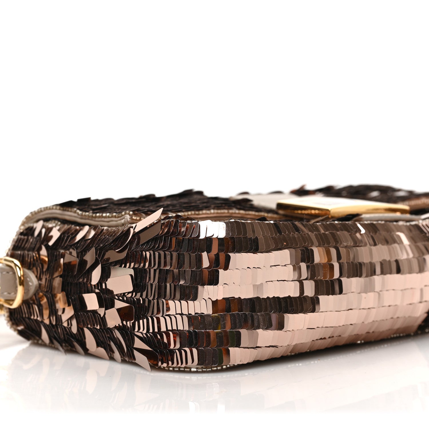 Fendi Sequin Paillettes Vitello Grace Sex and the City Baguette Tortora 7 of 8