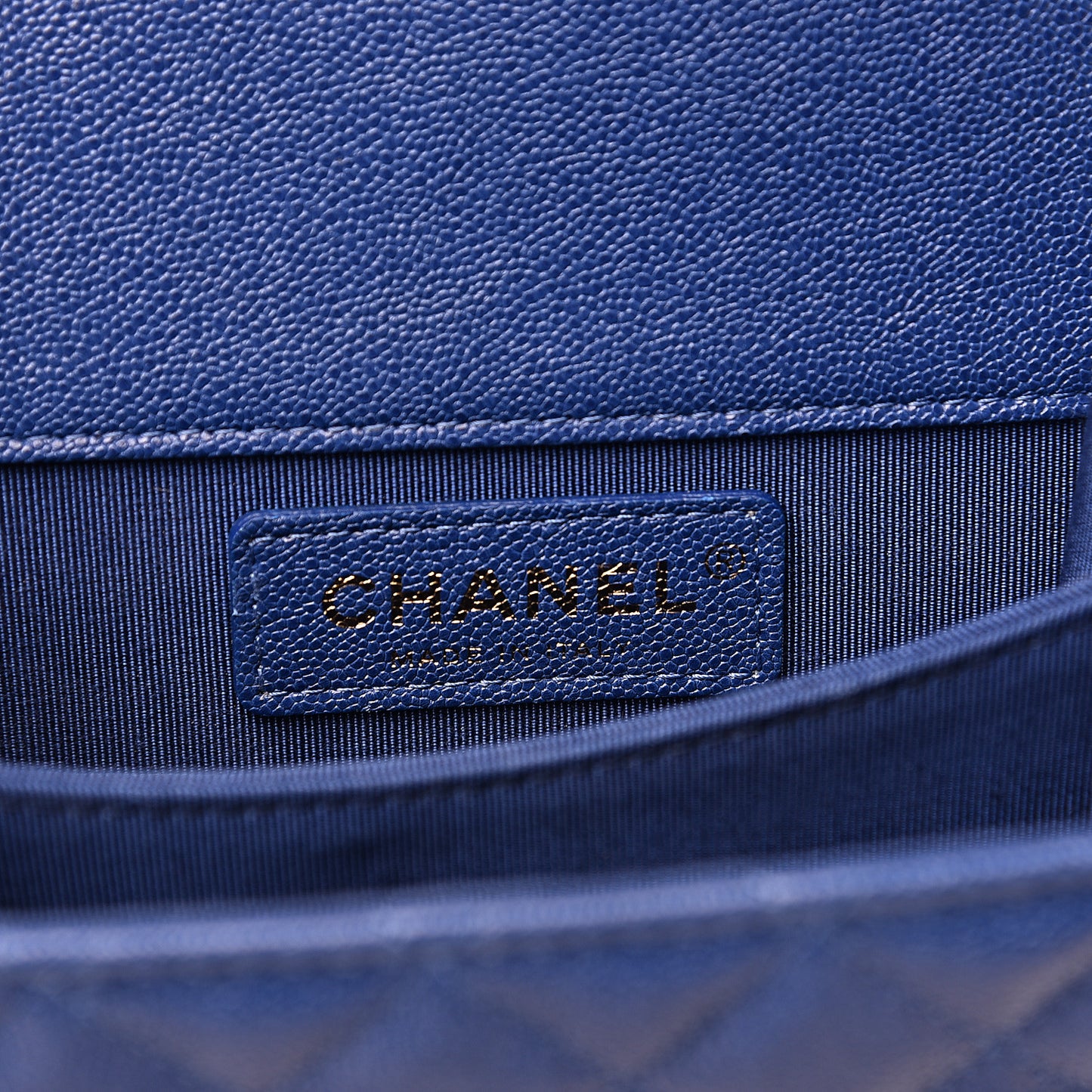 Caviar Quilted North South Boy Flap Blue