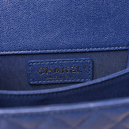 Chanel Caviar Quilted North South Boy Flap Blue 5 of 11