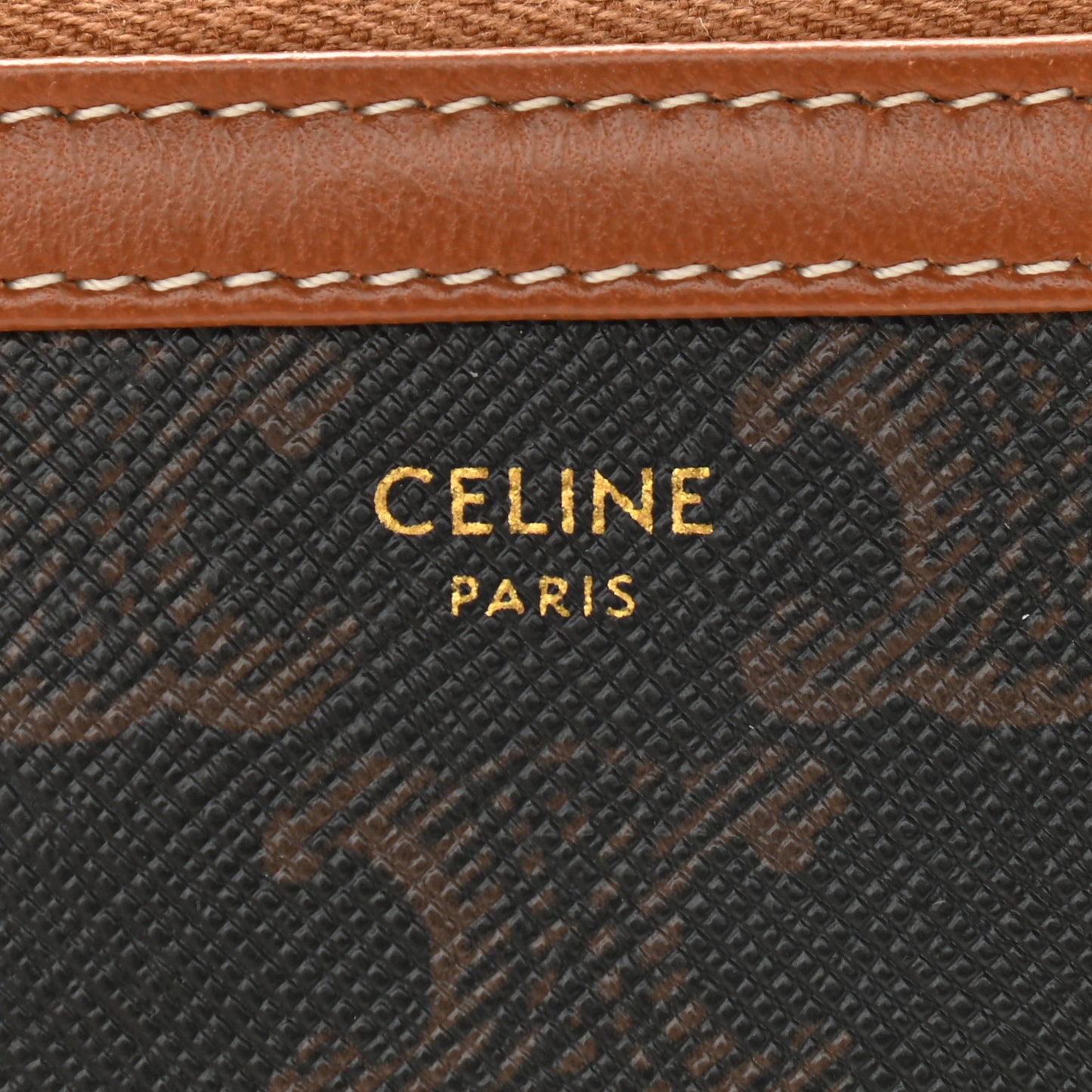 Triomphe Canvas Calfskin Mini Clutch on Chain Tan