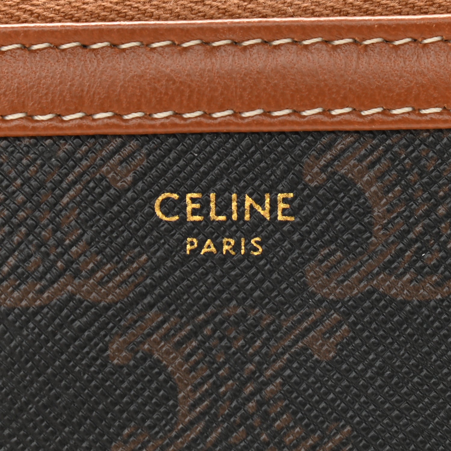 Celine Triomphe Canvas Calfskin Mini Clutch on Chain Tan 7 of 9
