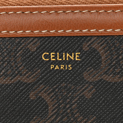 Celine Triomphe Canvas Calfskin Mini Clutch on Chain Tan 7 of 9