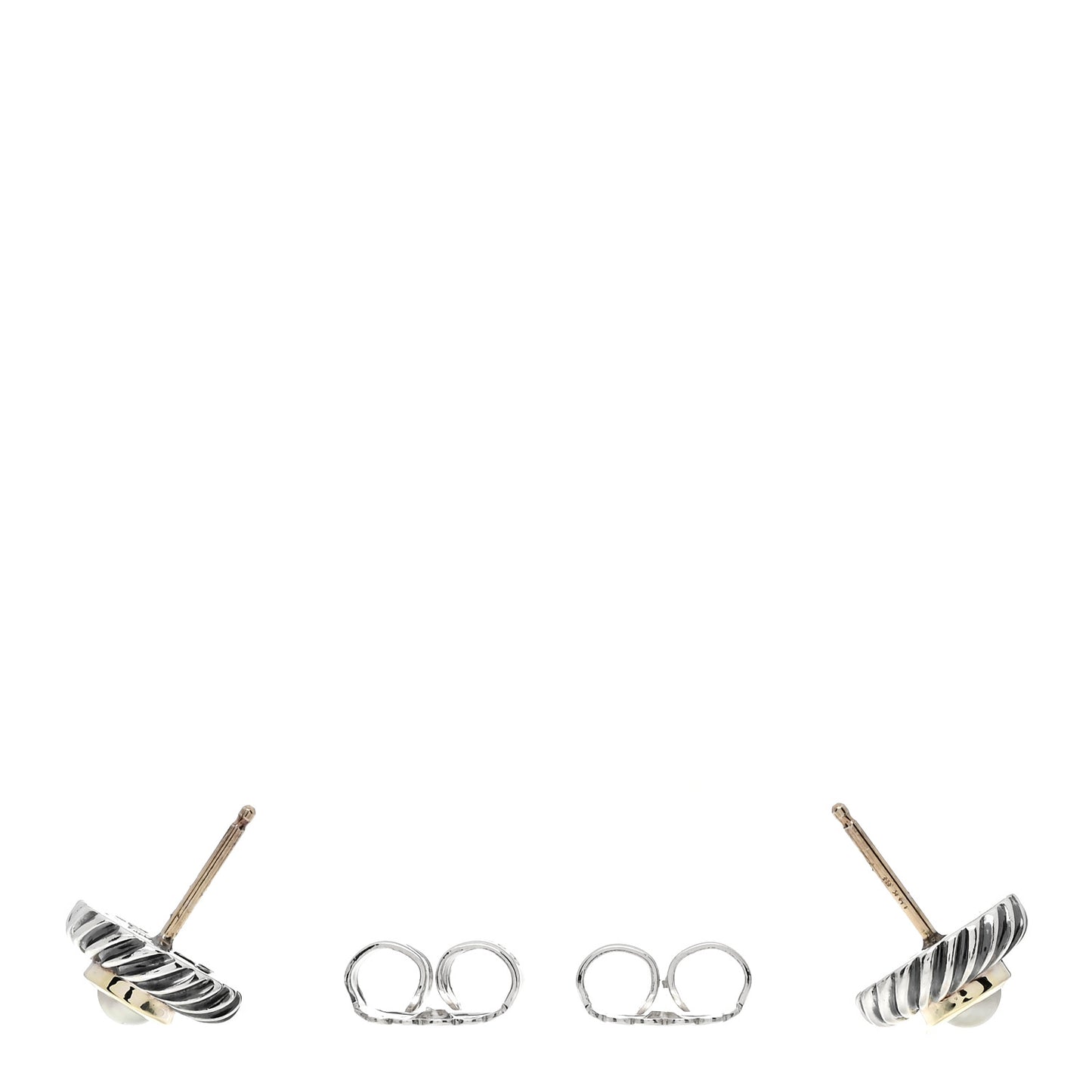 Sterling Silver 14K Yellow Gold Pearl Cookie Earrings