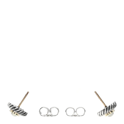 David Yurman Sterling Silver 14K Yellow Gold Pearl Cookie Earrings 3 of 4