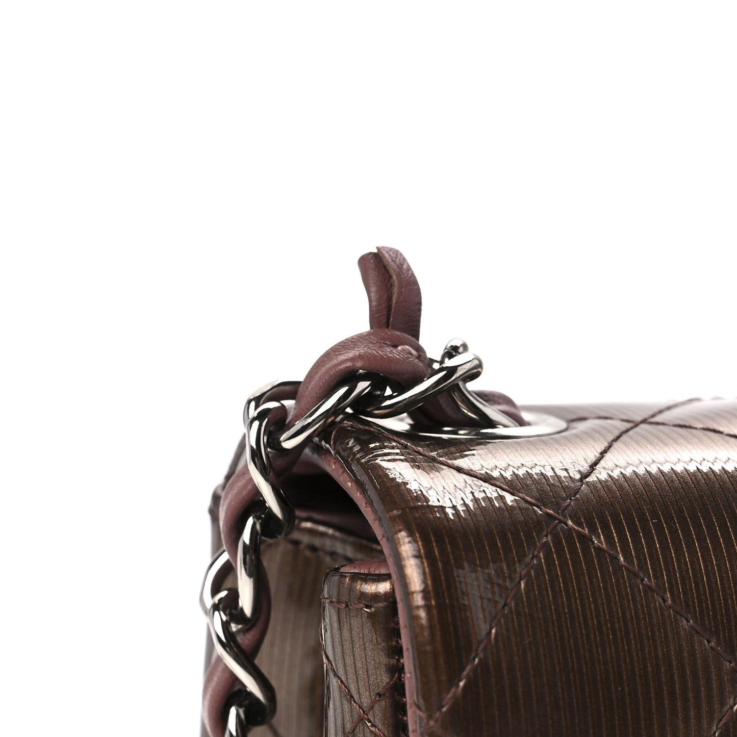 Striated Patent Quilted Mini Square Flap Pink