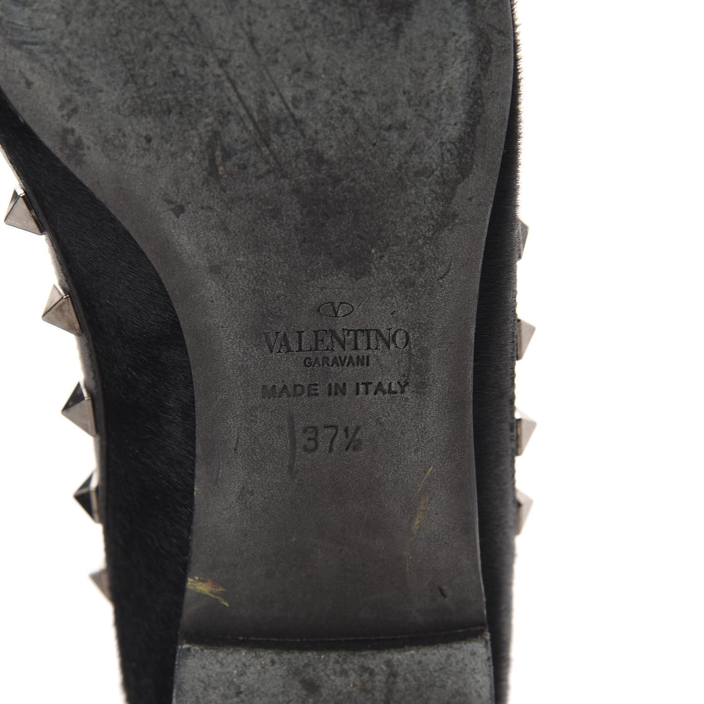 Calf Hair Rockstud Cage Ballerina Flats 37.5 Black