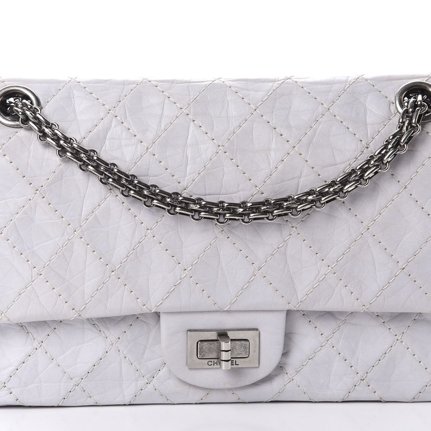 Aged Calfskin Quilted 50th Anniversary 2.55 Reissue 225 Flap White