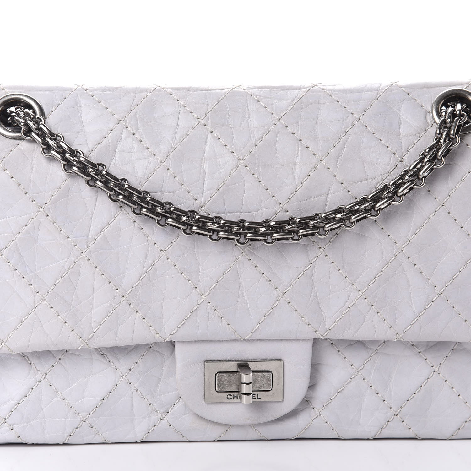 Chanel Aged Calfskin Quilted 50th Anniversary 2.55 Reissue 225 Flap White 11 of 11