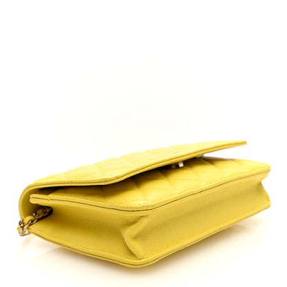 Chanel Caviar Quilted Wallet on Chain WOC Yellow 4 of 10