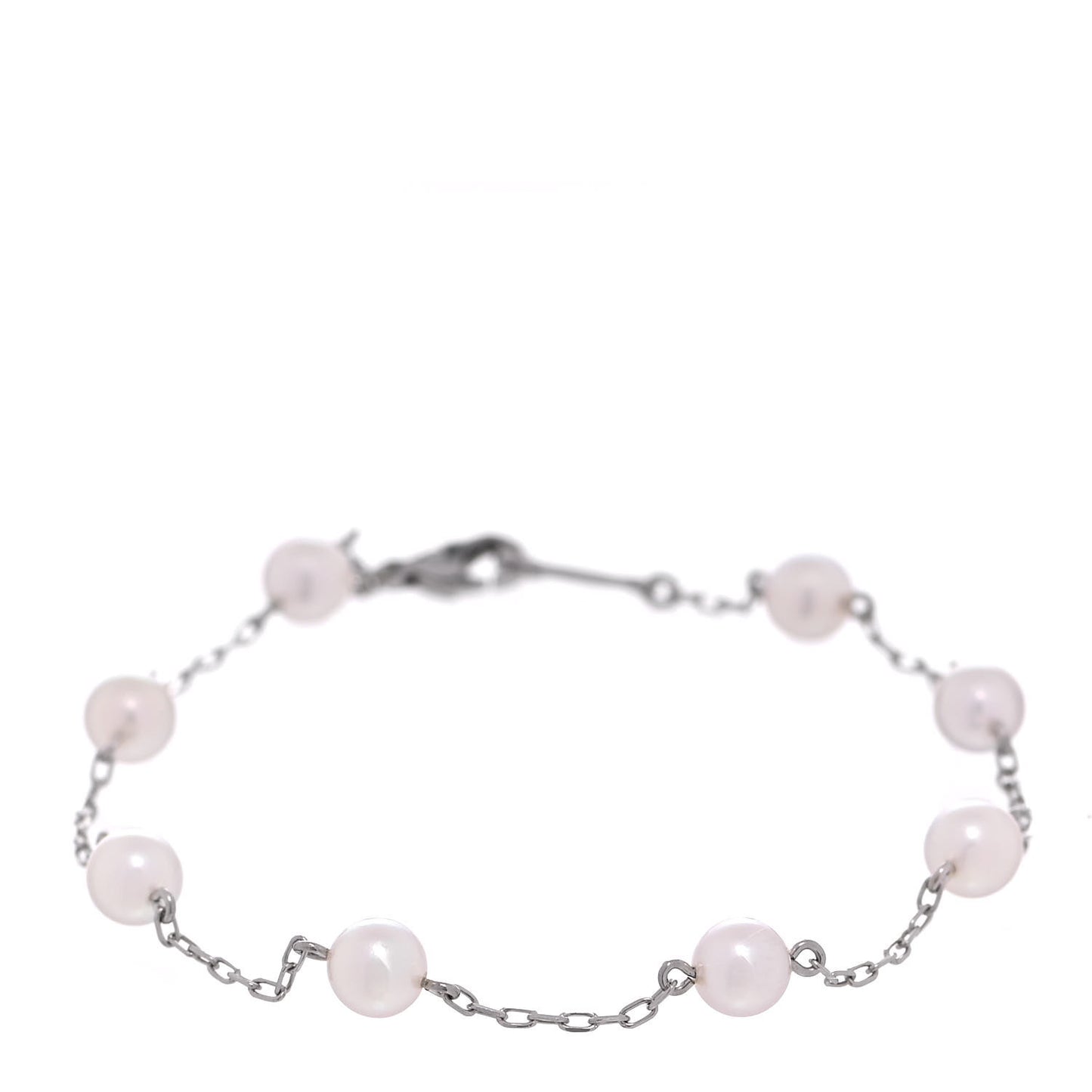 18K White Gold 5mm Akoya Pearl Station Bracelet